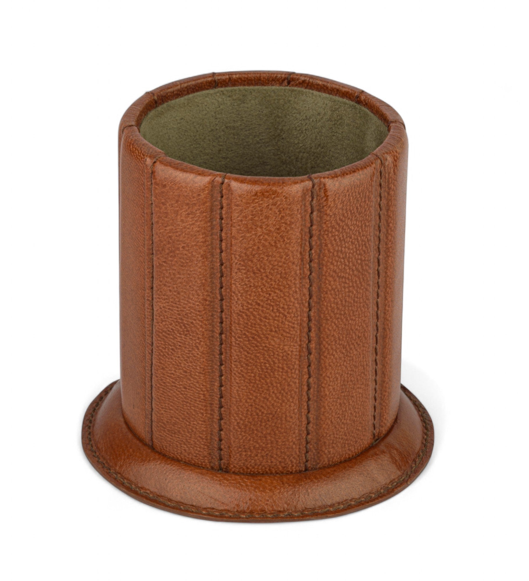 Brown leather cup holder on a white background