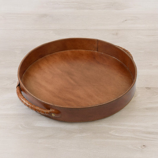 All Leather Round Tray