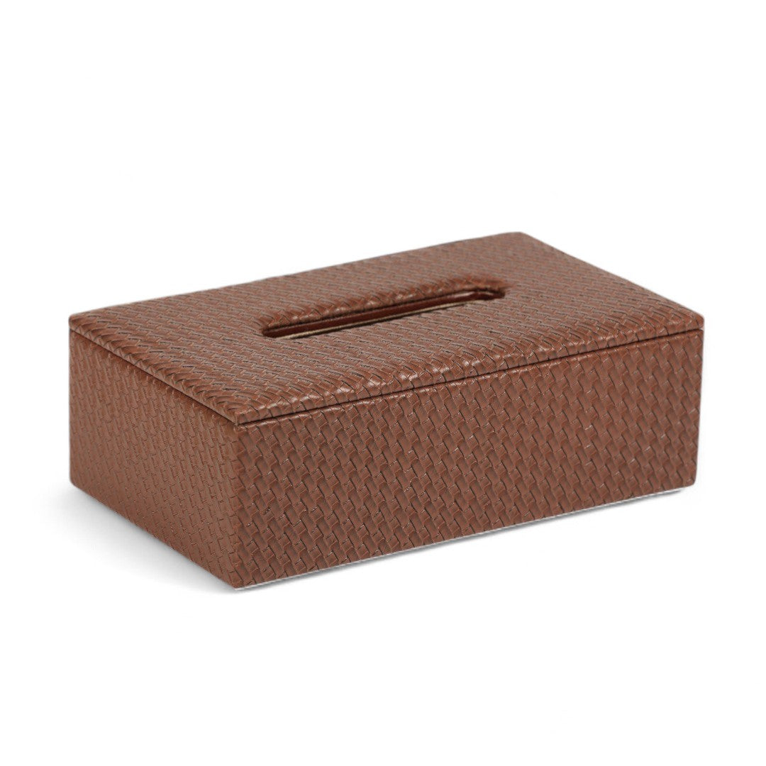 Brown textured tissue box on a white background