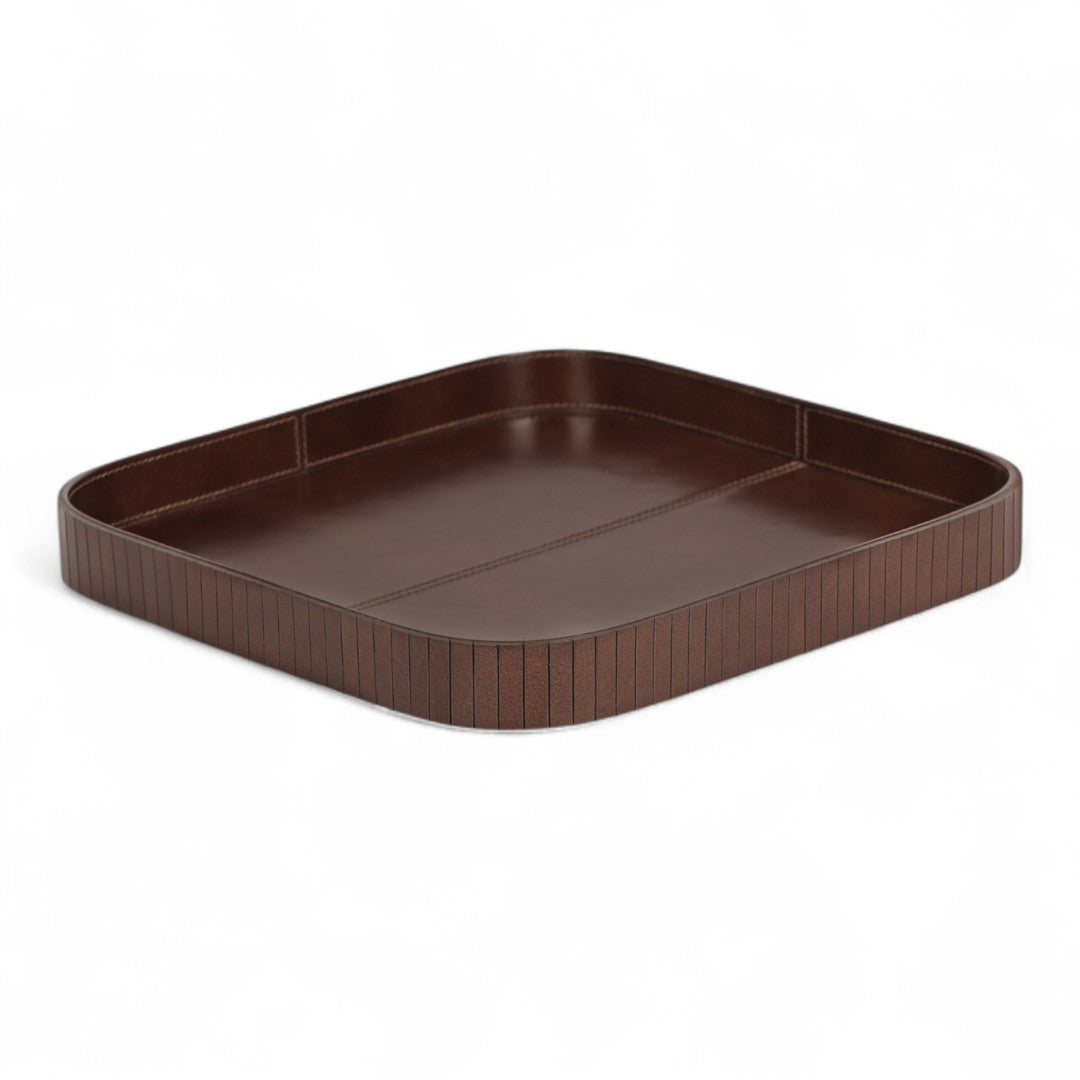 Brown rectangular tray on a white background