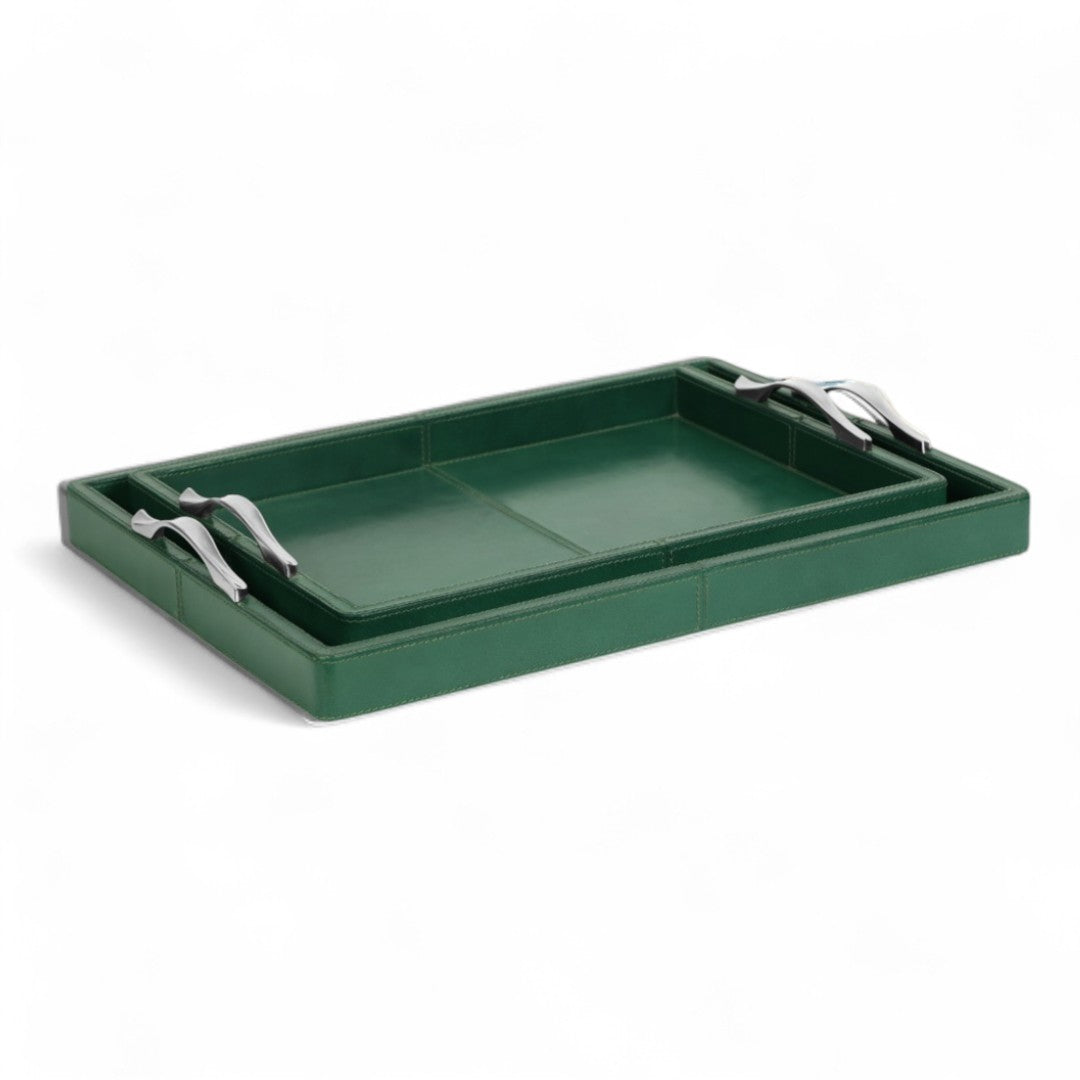 Green tray with clips on a white background