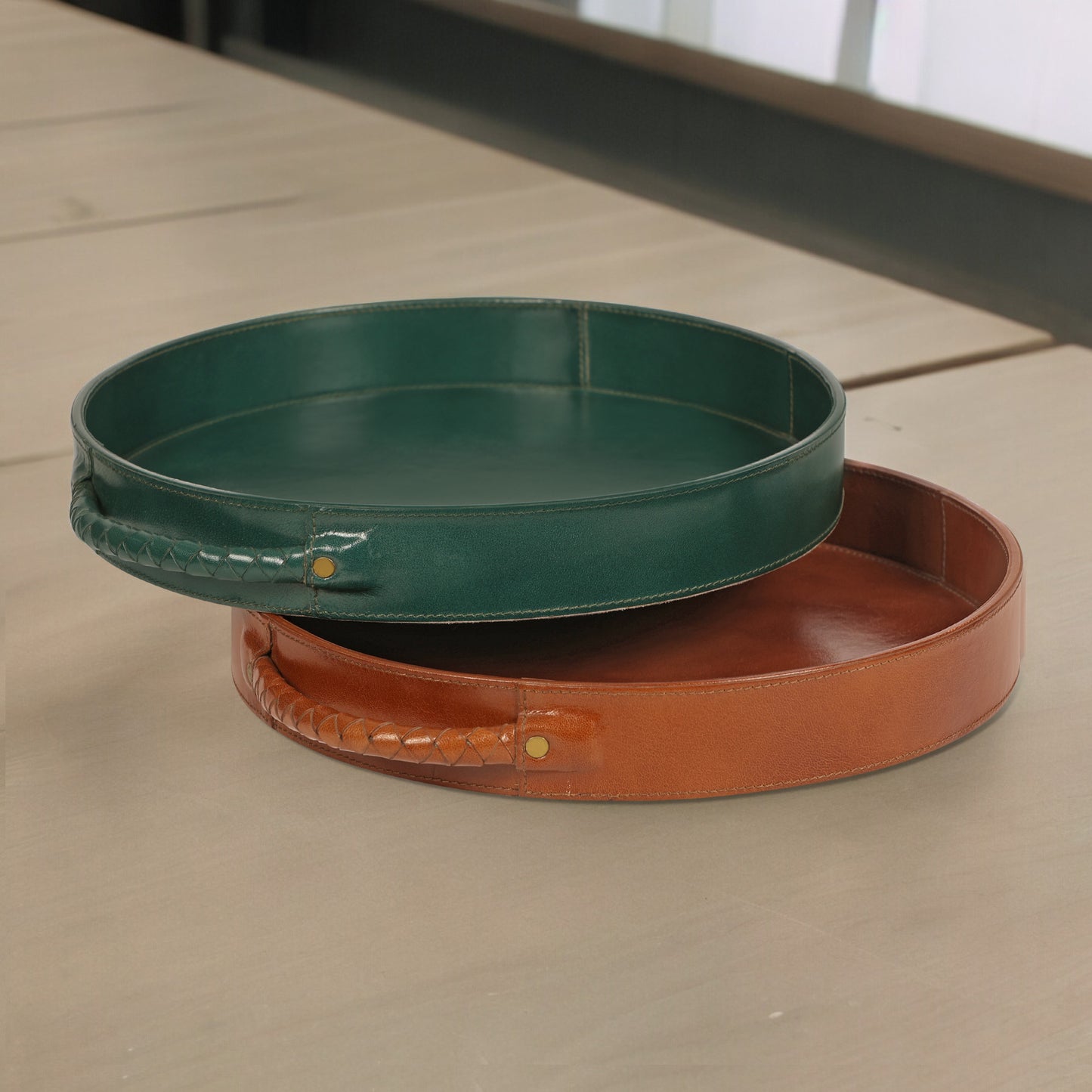 All Leather Round Tray