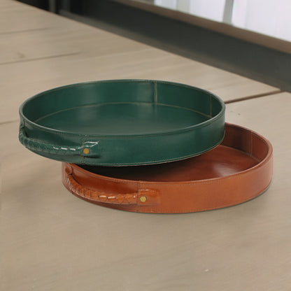 All Leather Round Tray