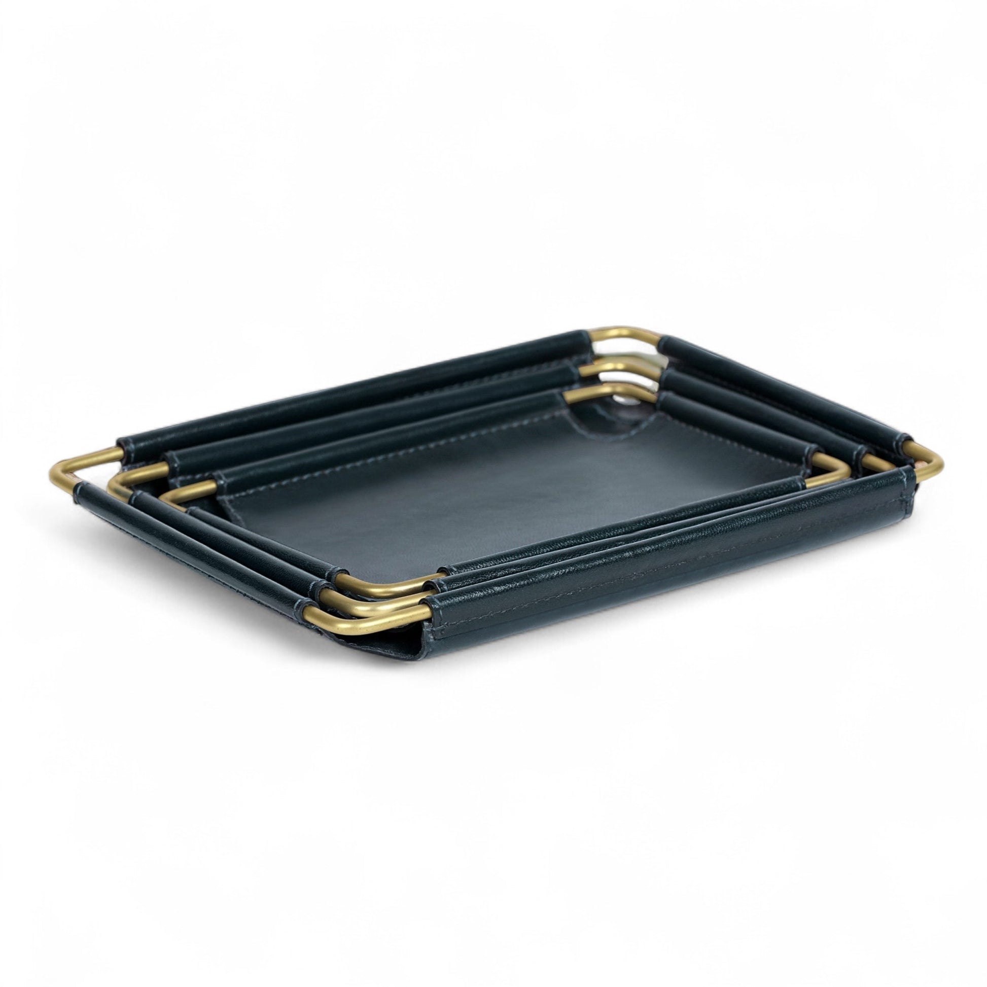 Premium green tray with gold accents on a white background