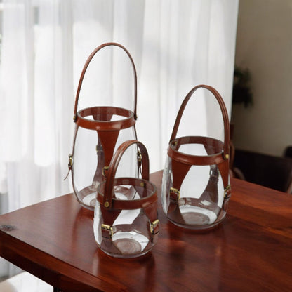 Saddle Hurricane Lamps (Set of 3)