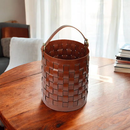 Leather Weave Hurricane Lamps