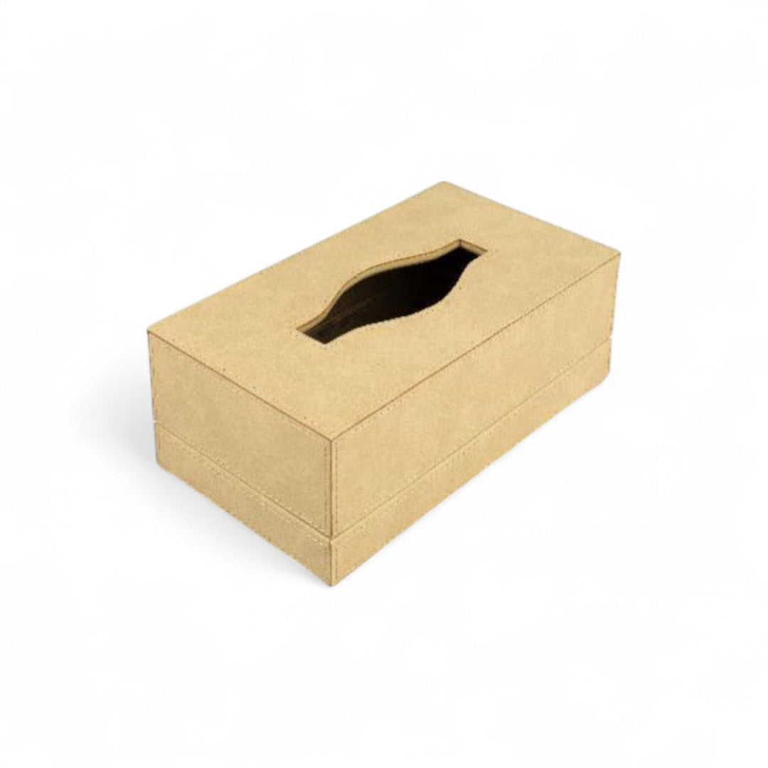 Suede Leather tissue box on a white background