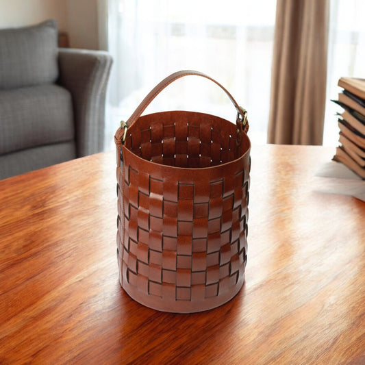 Woven Leather Basket